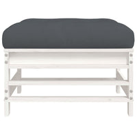 Poggiapiedi Giardino con Cuscini 2pz Legno Massello Pino Bianco