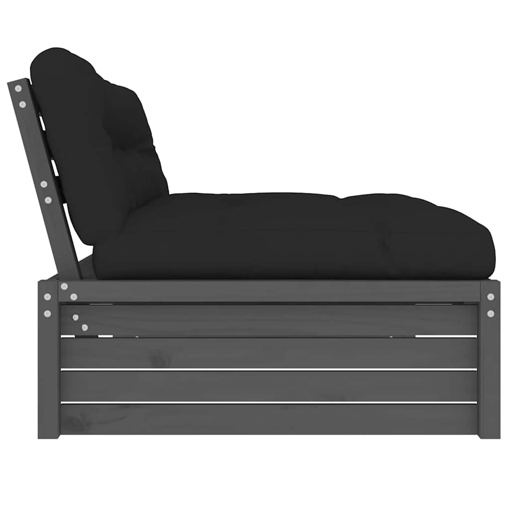 Divano Centrale 120x80 cm in Legno Massello di Pino Grigio 825760