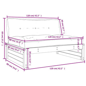 Divano Centrale 120x80 cm in Legno Massello di Pino Nero 825762