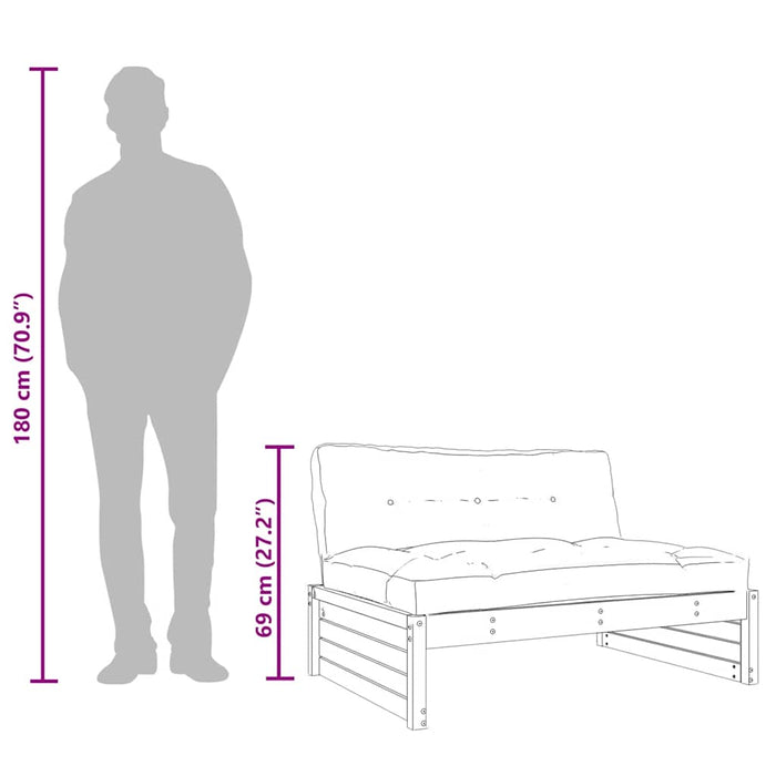 Divano Centrale 120x80 cm in Legno Impregnato di Pino 825764