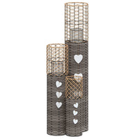 Portacandele 3 pz in Vimini Grigio