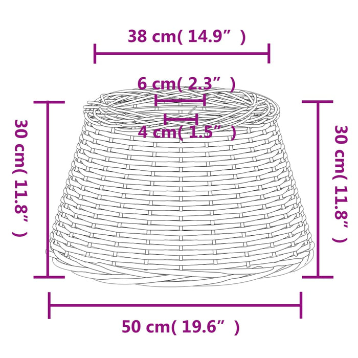 Paralume da Soffitto Bianco Ø50x30 cm in Vimini