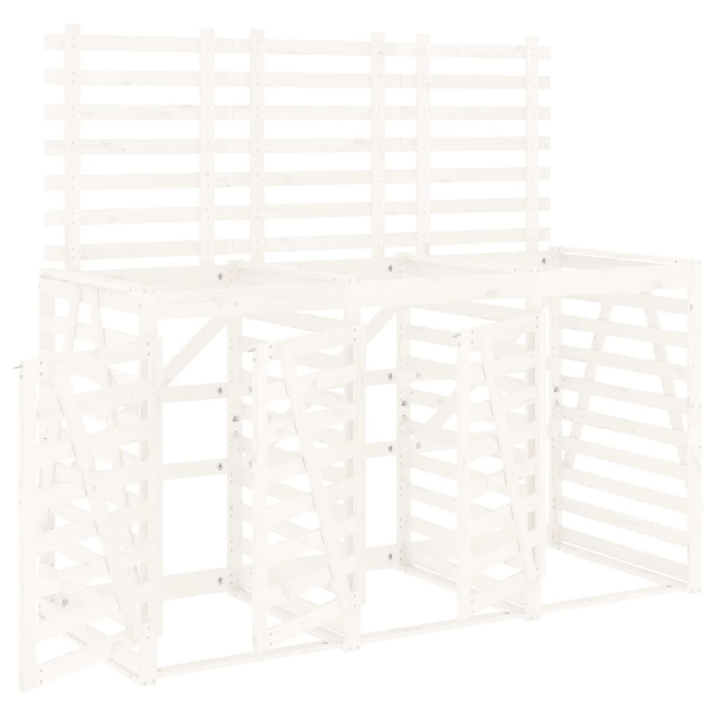 Copribidone Triplo Bianco in Legno Massello di Pino 3157692