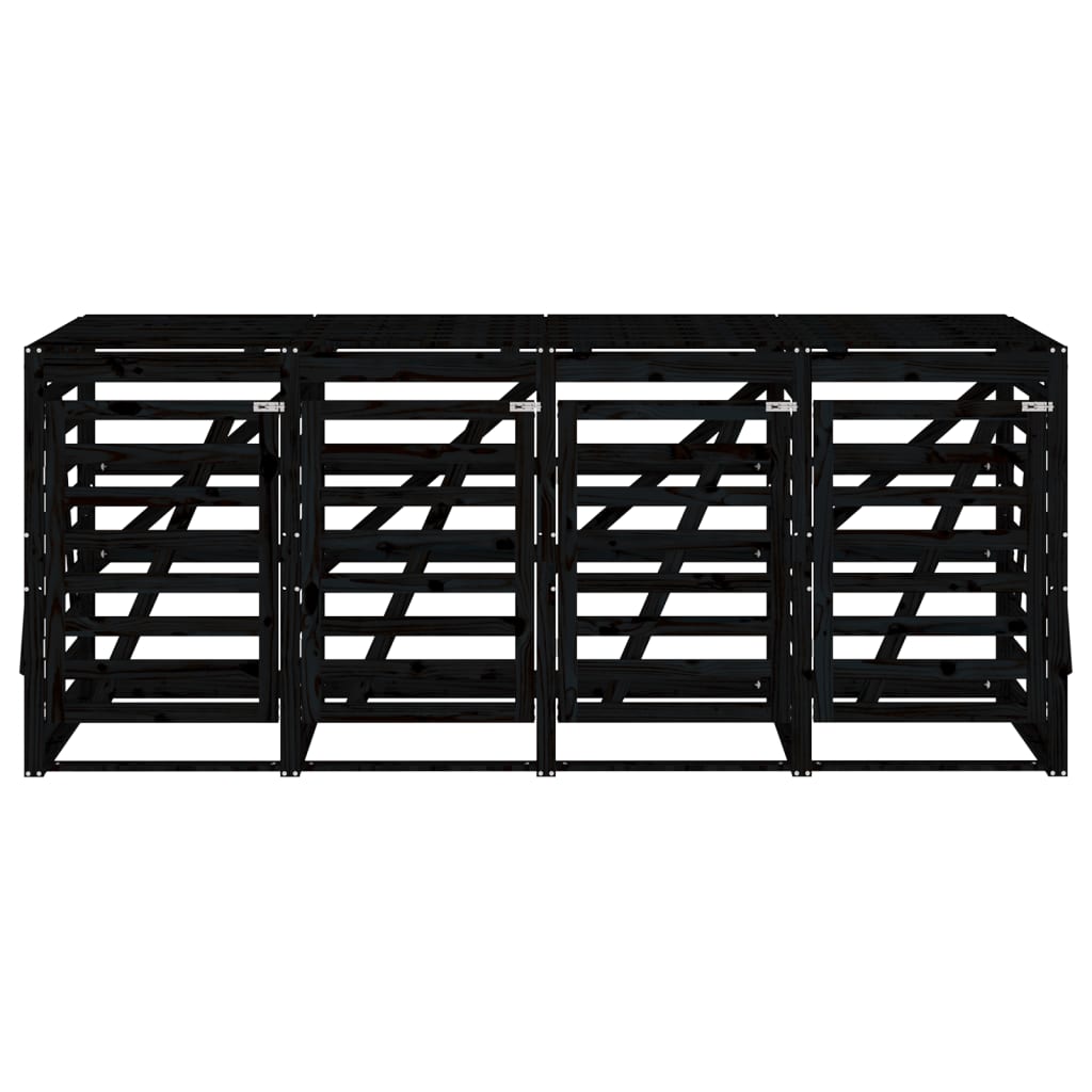 Copribidone Quadruplo Nero in Legno Massello di Pino