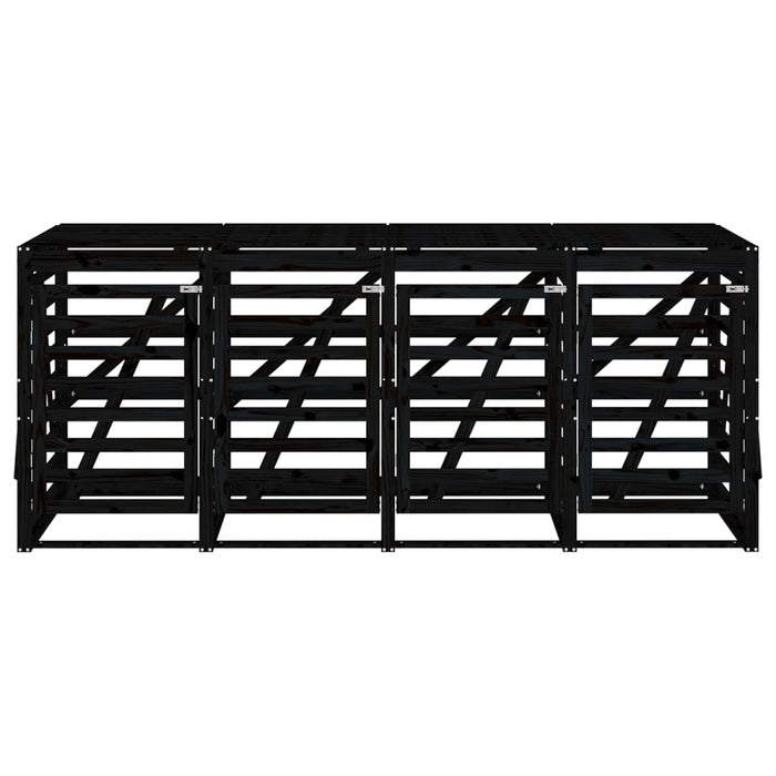 Copribidone Quadruplo Nero in Legno Massello di Pino