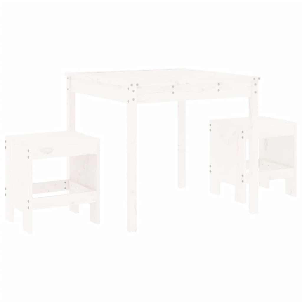 Set da Bistrot da Giardino 3pz Bianco in Legno Massello di Pino 3157704
