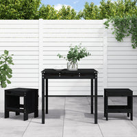 Set da Bistrot da Giardino 3 pz Nero in Legno Massello di Pino 3157707