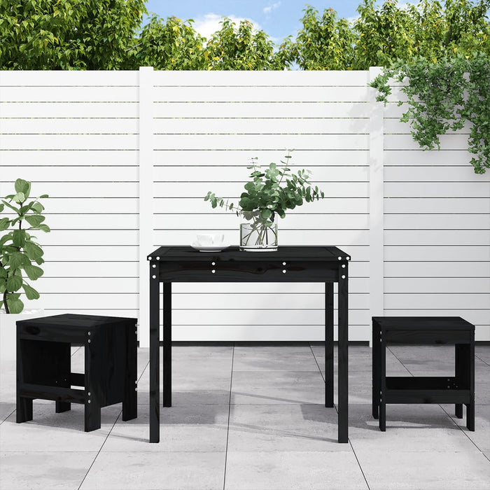 Set da Bistrot da Giardino 3 pz Nero in Legno Massello di Pino 3157707