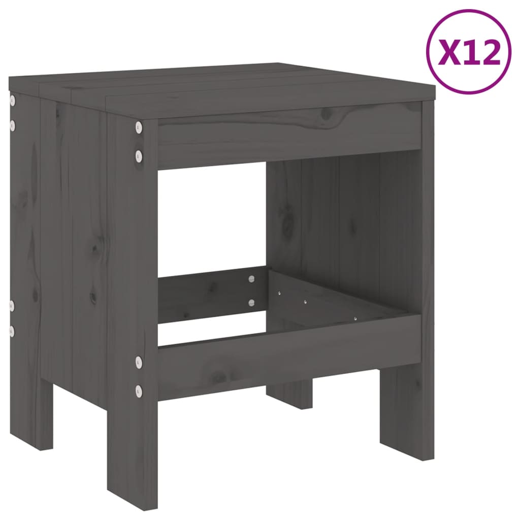 Set da Pranzo per Giardino 13pz Grigio Legno Massello di Pino 3157723