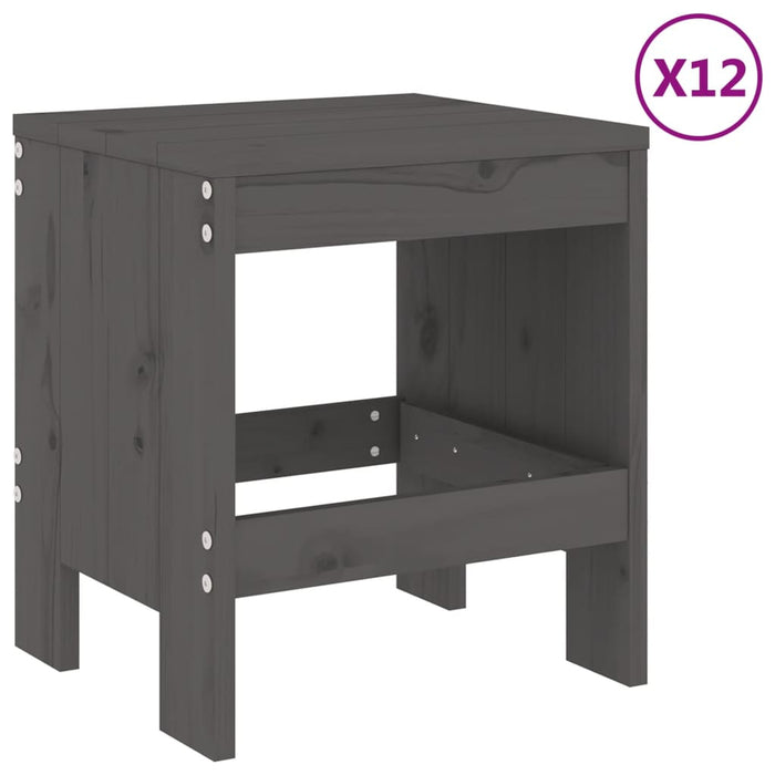 Set da Pranzo per Giardino 13pz Grigio Legno Massello di Pino 3157723