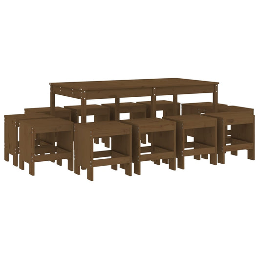 Set da Pranzo da Giardino 13 pz ambra in Legno Massello di Pino 3157724