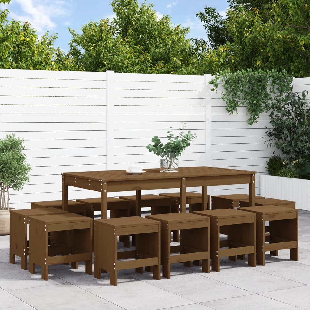 Set da Pranzo da Giardino 13 pz ambra in Legno Massello di Pino 3157724