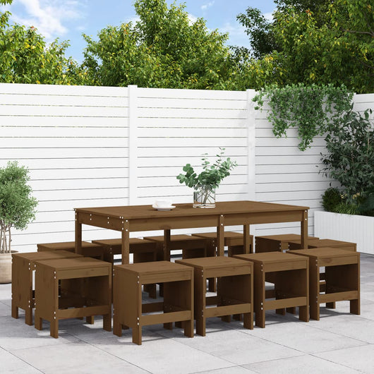 Set da Pranzo da Giardino 13 pz ambra in Legno Massello di Pino 3157724