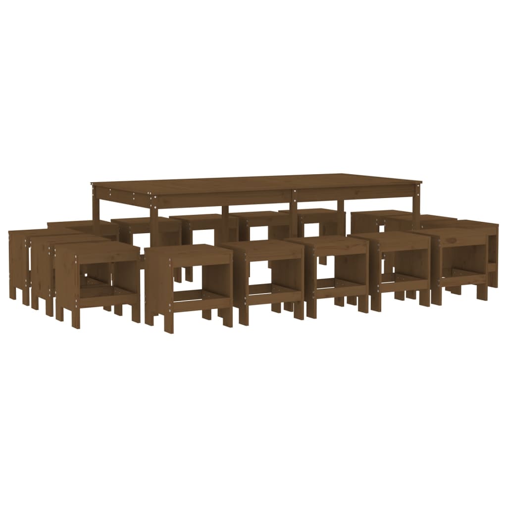 Set da Pranzo da Giardino 17 pz ambra in Legno Massello di Pino 3157730