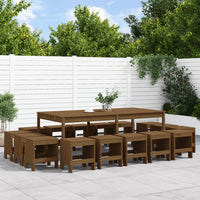 Set da Pranzo da Giardino 17 pz ambra in Legno Massello di Pino 3157730