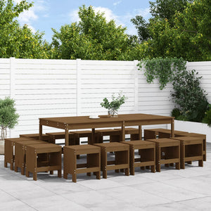 Set da Pranzo da Giardino 17 pz ambra in Legno Massello di Pino 3157730