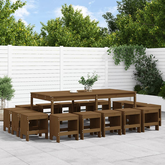 Set da Pranzo da Giardino 17 pz ambra in Legno Massello di Pino 3157730