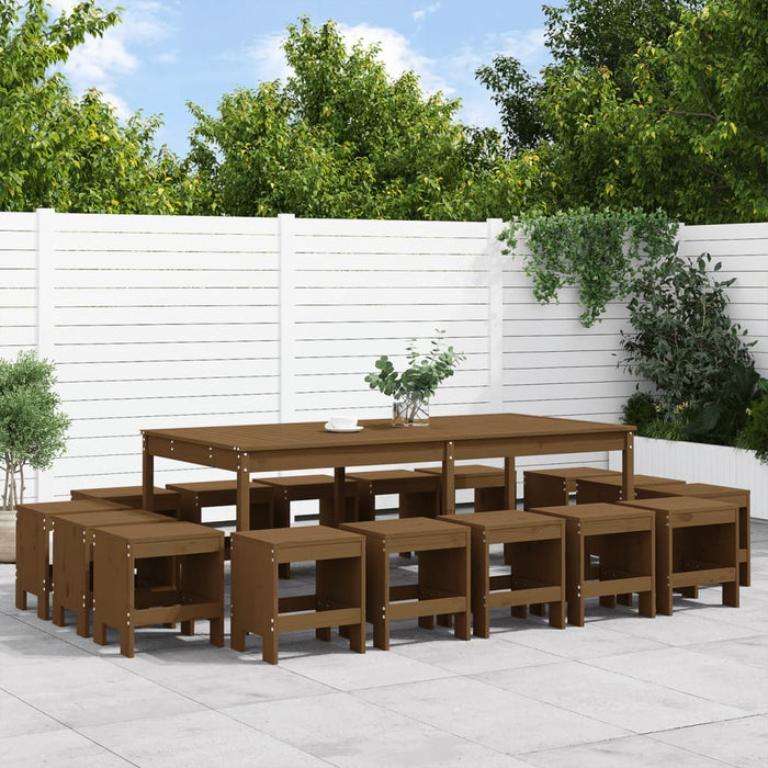 Set da Pranzo da Giardino 17 pz ambra in Legno Massello di Pino 3157730