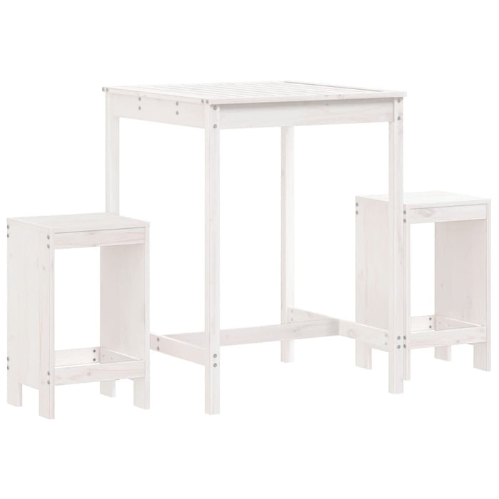 Set Bar da Giardino 3 pz Bianco in Legno Massello di Pino 3157734
