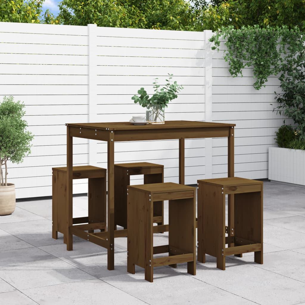 Set Bar da Giardino 5 pz ambra in Legno Massello di Pino 3157748
