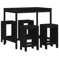 Set Bar da Giardino 5 pz Nero in Legno Massello di Pino 3157749