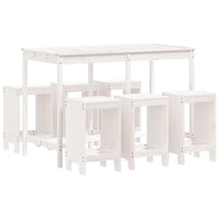 Set Bar da Giardino 7 pz Bianco in Legno Massello di Pino 3157752