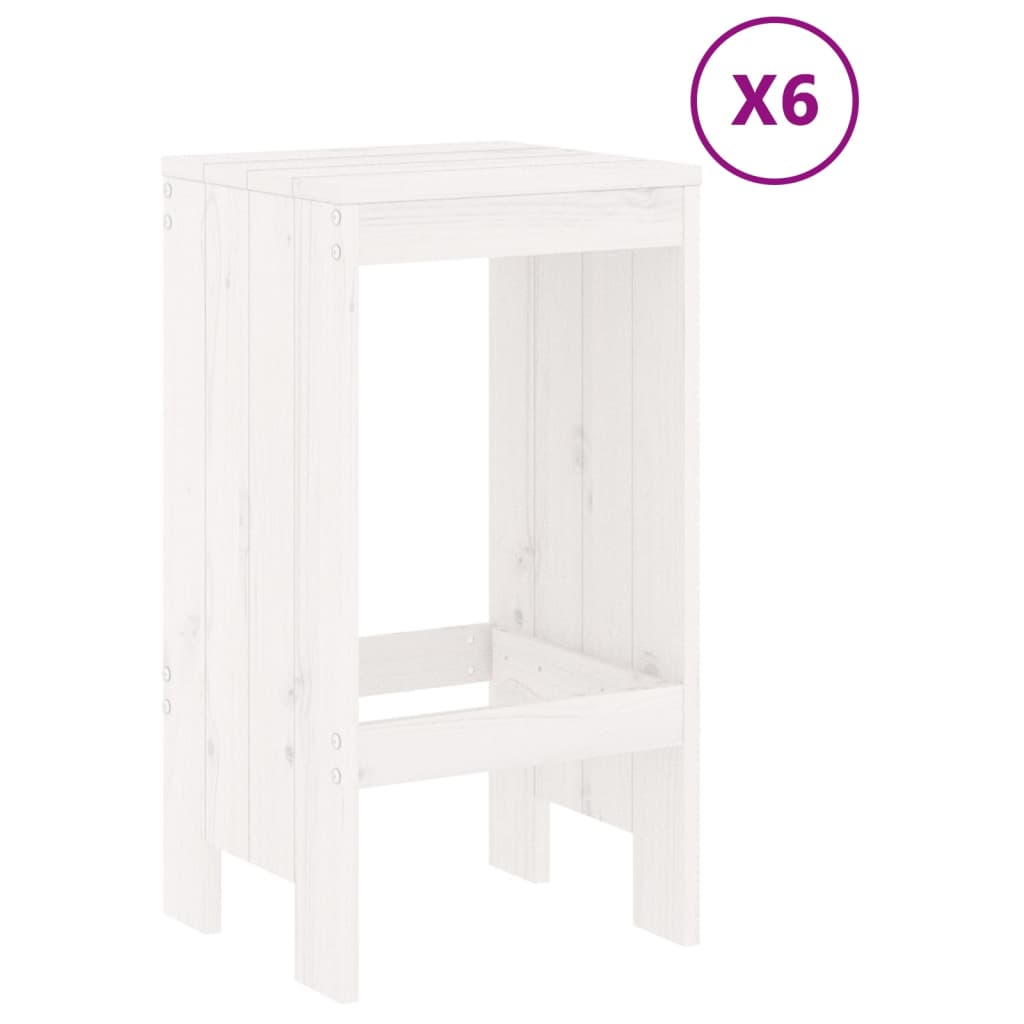 Set Bar da Giardino 7 pz Bianco in Legno Massello di Pino 3157752