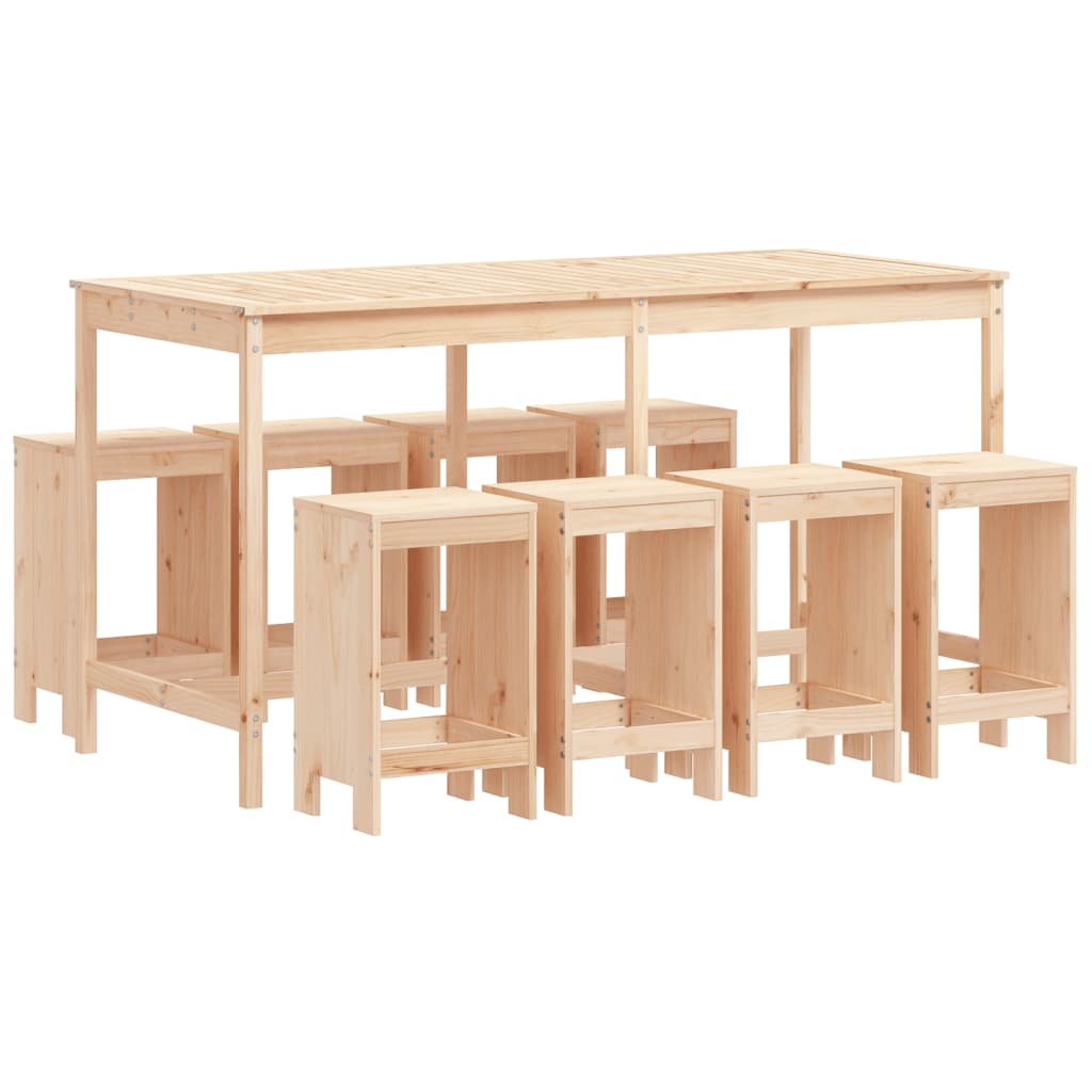 Set Bar da Giardino 9 pz in Legno Massello di Pino 3157757