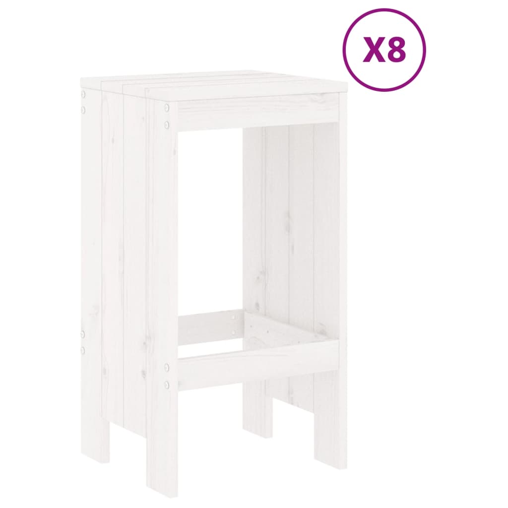 Set Bar da Giardino 9 pz Bianco in Legno Massello di Pino 3157758