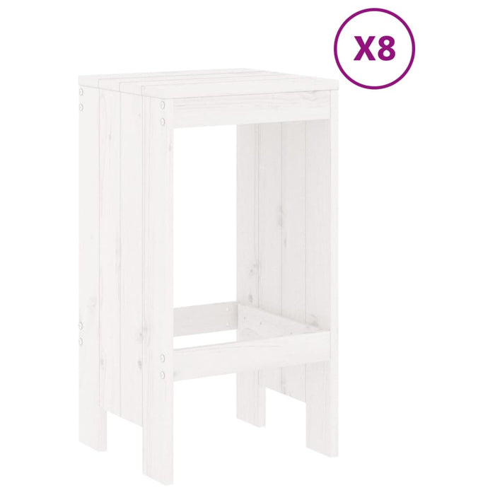 Set Bar da Giardino 9 pz Bianco in Legno Massello di Pino 3157758