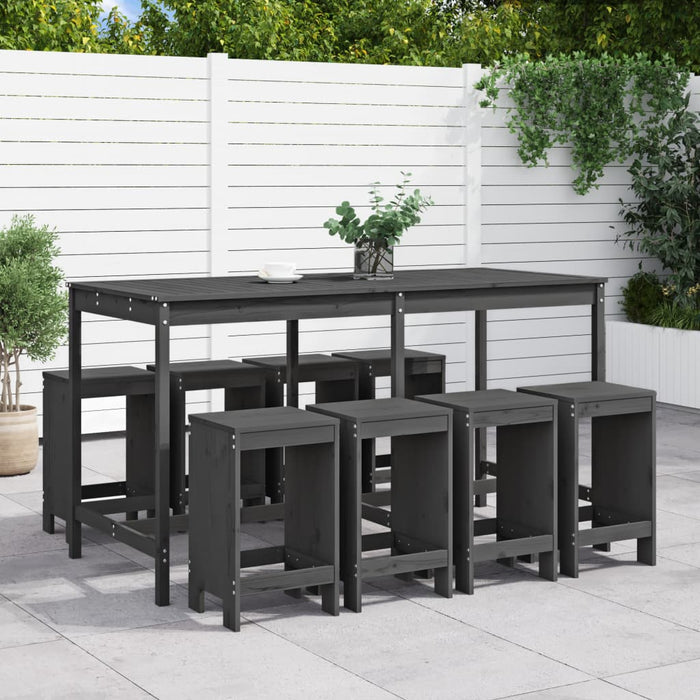 Set Bar da Giardino 9 pz Grigio in Legno Massello di Pino 3157759