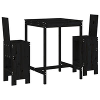Set Bar da Giardino 3 pz Nero in Legno Massello di Pino 3157767