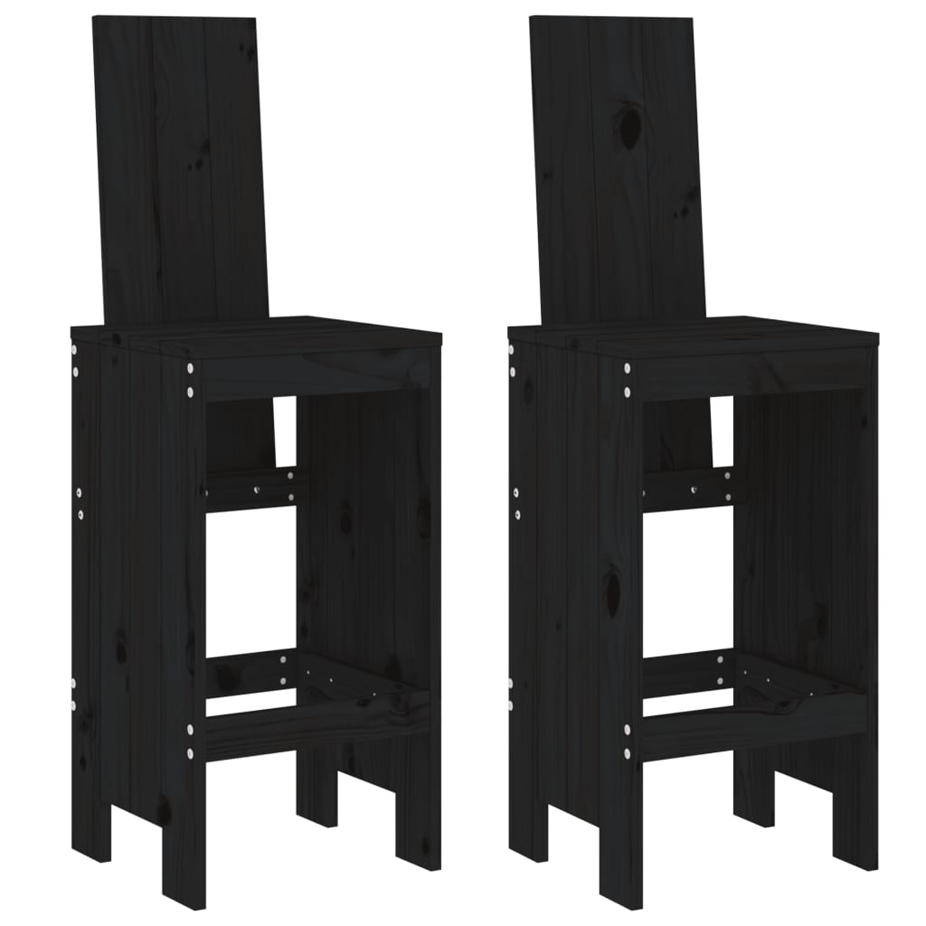 Set Bar da Giardino 3 pz Nero in Legno Massello di Pino 3157767