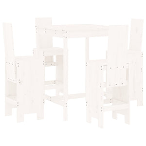 Set Bar da Giardino 5 pz Bianco in Legno Massello di Pinocod mxl 107592