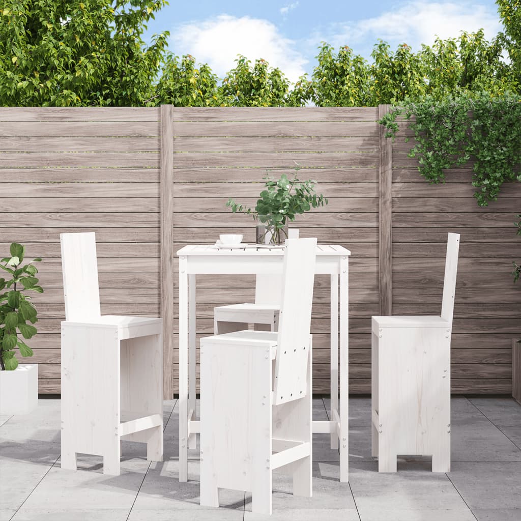 Set Bar da Giardino 5 pz Bianco in Legno Massello di Pino 3157770