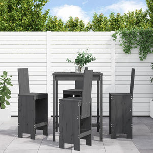 Set Bar da Giardino 5 pz Grigio in Legno Massello di Pino 3157771
