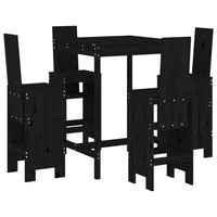 Set Bar da Giardino 5 pz Nero in Legno Massello di Pino 3157773