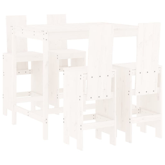 Set Bar da Giardino 5 pz Bianco in Legno Massello di Pino