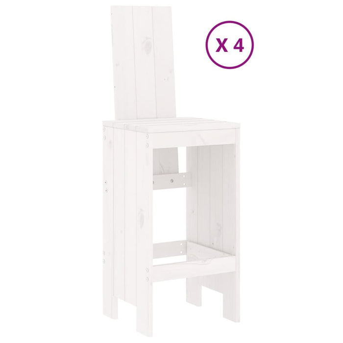 Set Bar da Giardino 5 pz Bianco in Legno Massello di Pino