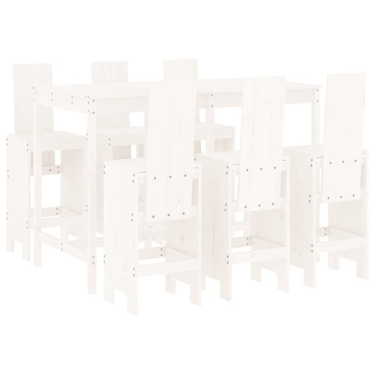 Set Bar da Giardino 7 pz Bianco in Legno Massello di Pinocod mxl 131615