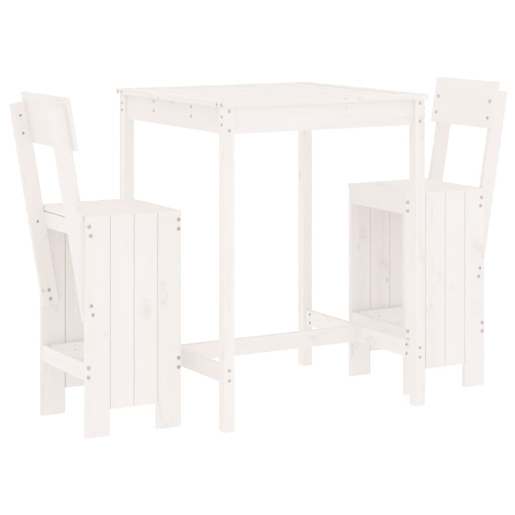 Set Bar da Giardino 3 pz Bianco in Legno Massello di Pinocod mxl 131617