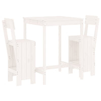 Set Bar da Giardino 3 pz Bianco in Legno Massello di Pinocod mxl 131617