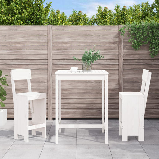 Set Bar da Giardino 3 pz Bianco in Legno Massello di Pinocod mxl 131617