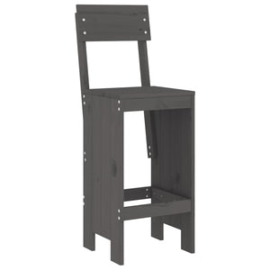 Set Bar da Giardino 3 pz Grigio in Legno Massello di Pino
