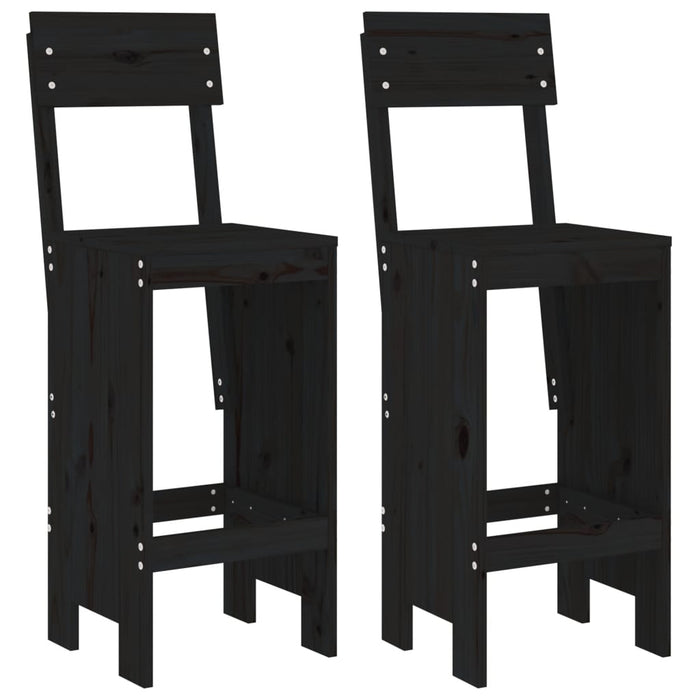 Set Bar da Giardino 3 pz Nero in Legno Massello di Pino 3157797