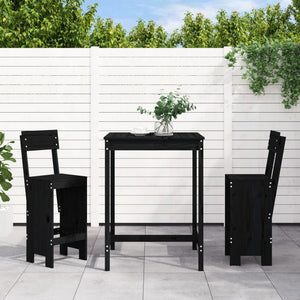 Set Bar da Giardino 3 pz Nero in Legno Massello di Pino 3157797