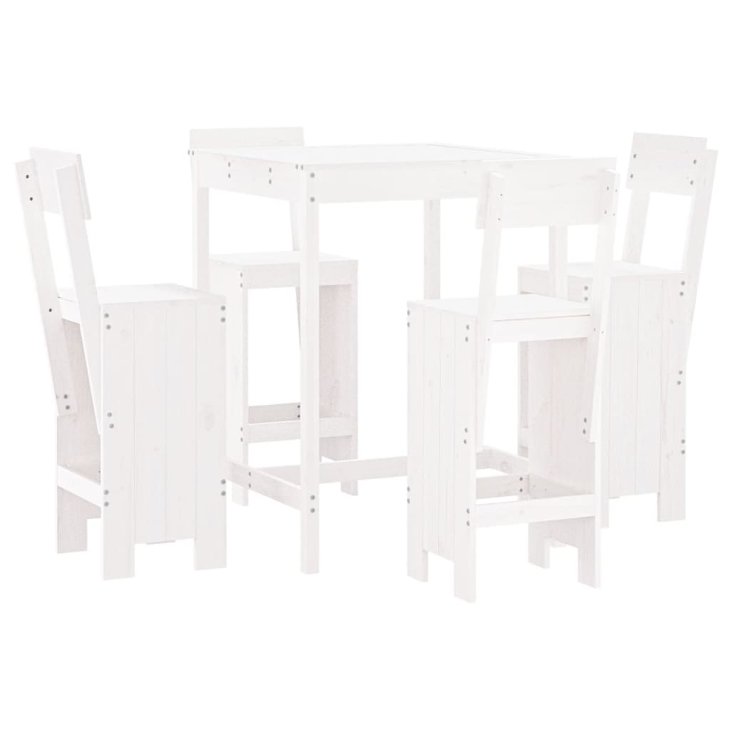 Set Bar da Giardino 5 pz Bianco in Legno Massello di Pinocod mxl 88592