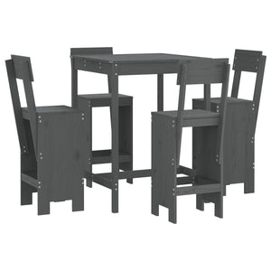 Set Bar da Giardino 5 pz Grigio in Legno Massello di Pino 3157801