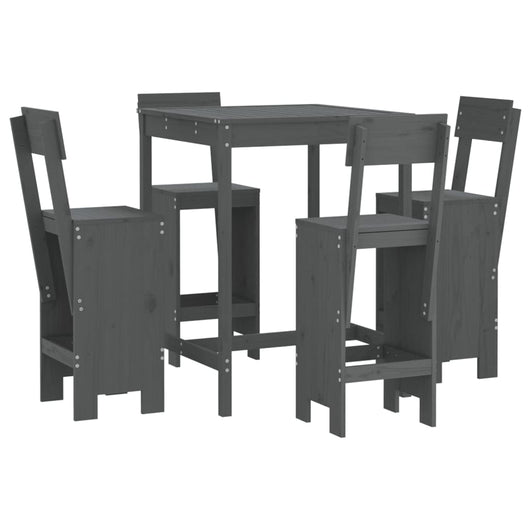 Set Bar da Giardino 5 pz Grigio in Legno Massello di Pino 3157801