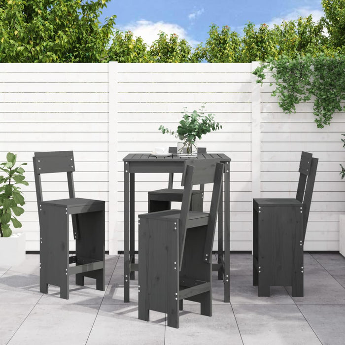 Set Bar da Giardino 5 pz Grigio in Legno Massello di Pino 3157801